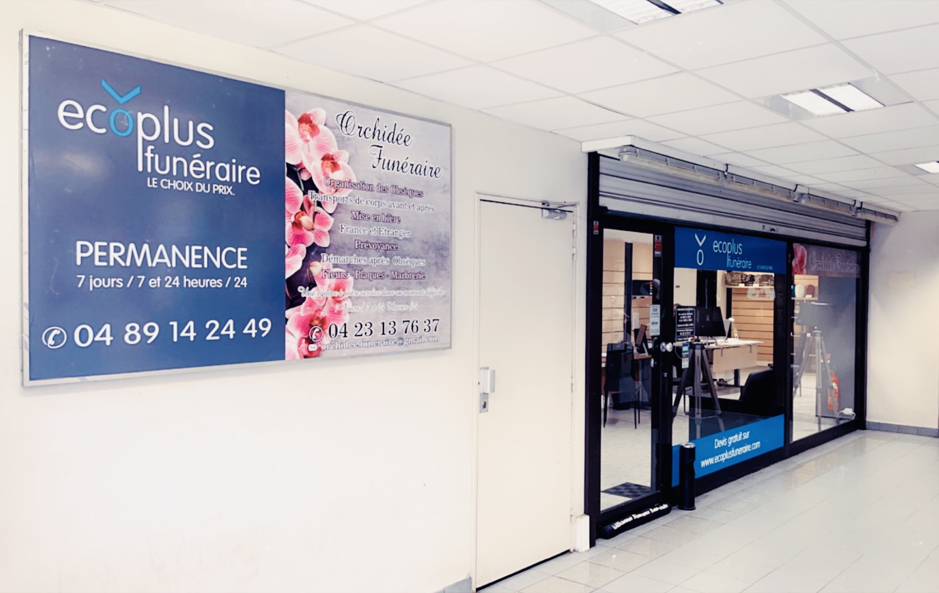 Devanture du magasin Ecoplus Funéraire